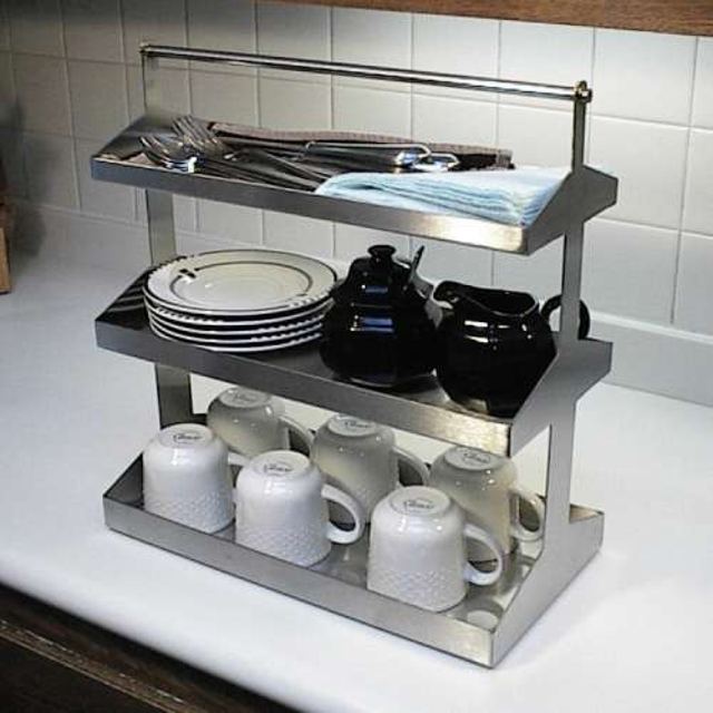 Stainless steel utensil caddy rack, Custom Metal Home
