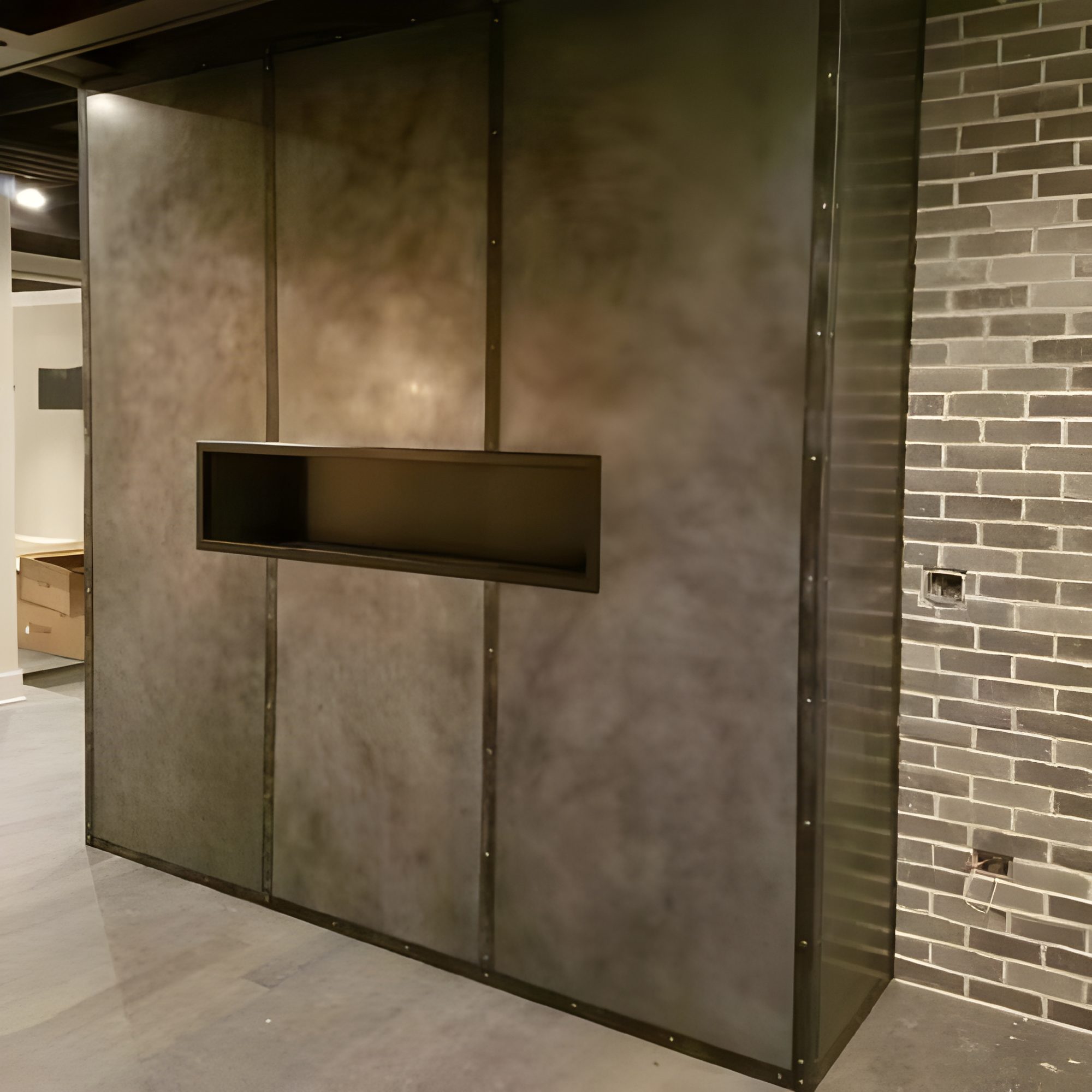 Custom metal backsplash and wall panel fabricated by Custom Metal Home