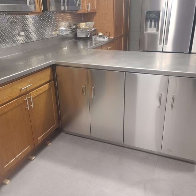 Stainless steel corner cabinets and countertop, Custom Metal Home