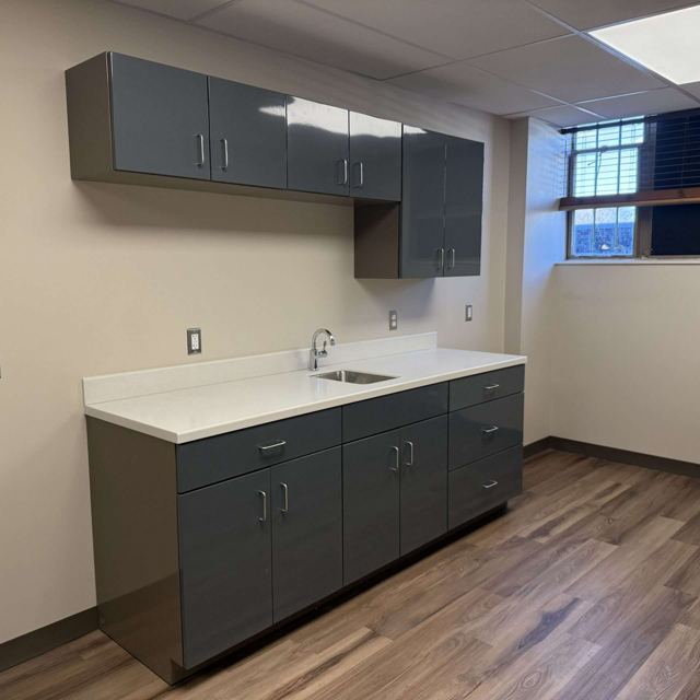 Powder coated steel wall and base cabinets, Custom Metal Home