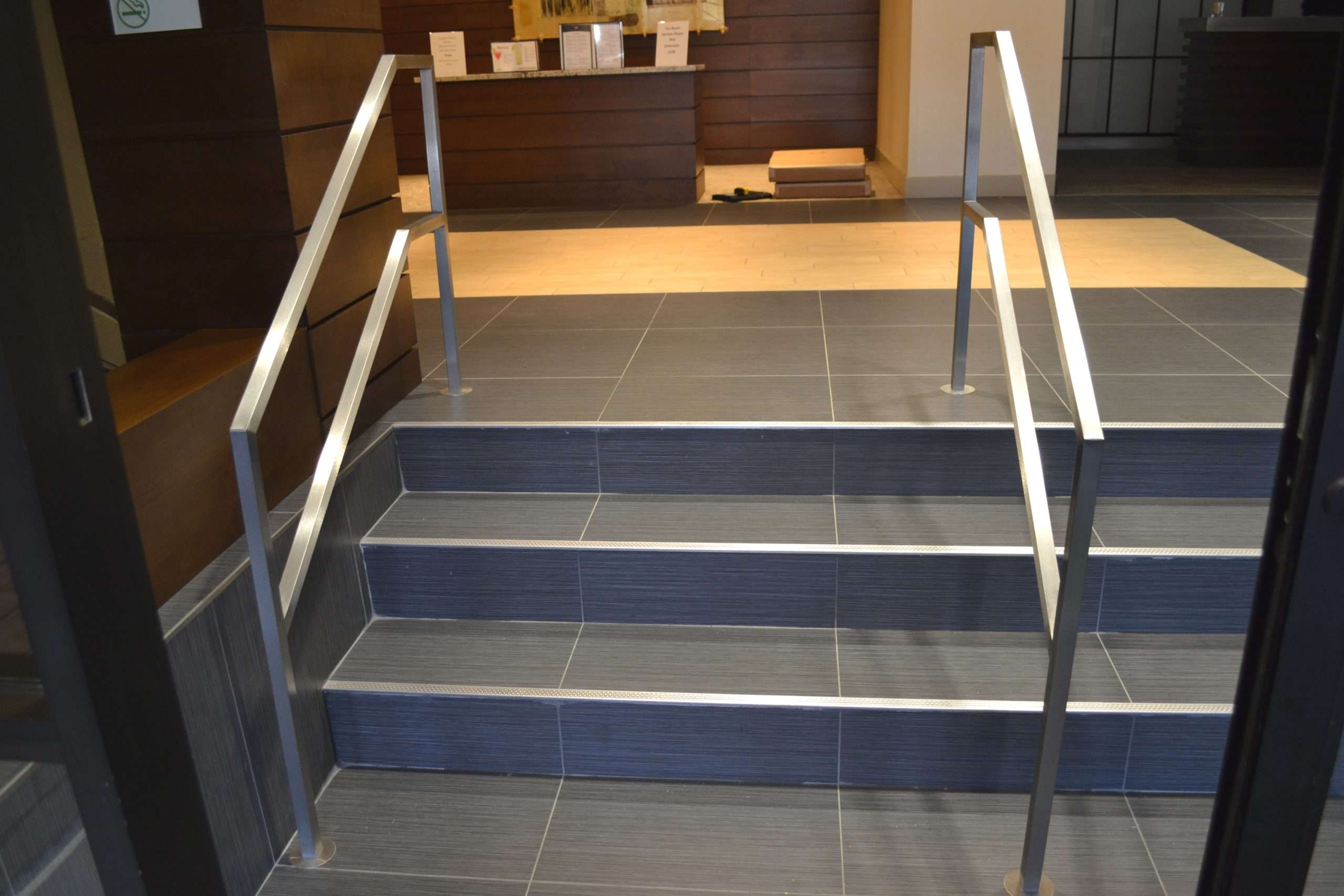 Custom outdoor stainless steel handrail installed in Evanston IL