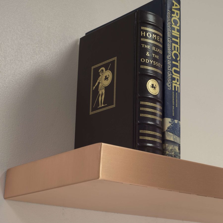 Brushed copper floating shelf