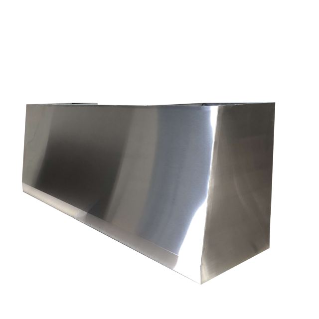 Custom Metal Home range hood. RH-4. Body: Stainless steel #4 brushed finish. No straps or banding