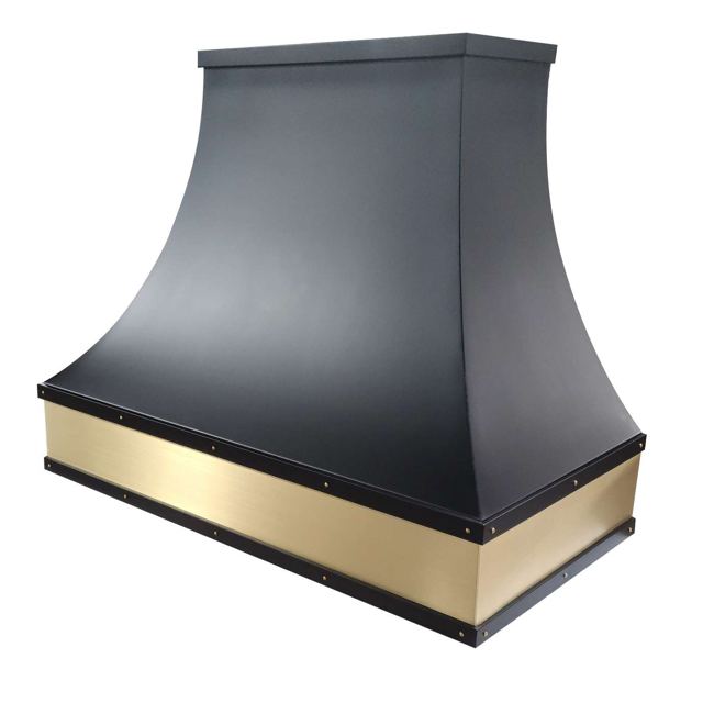 RH-5 black powder coat with brushed brass banding, by Custom Metal Home
