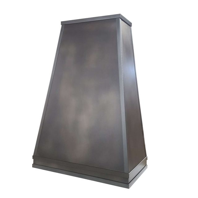 RH-3 steel range hood with dark patina, by Custom Metal Home