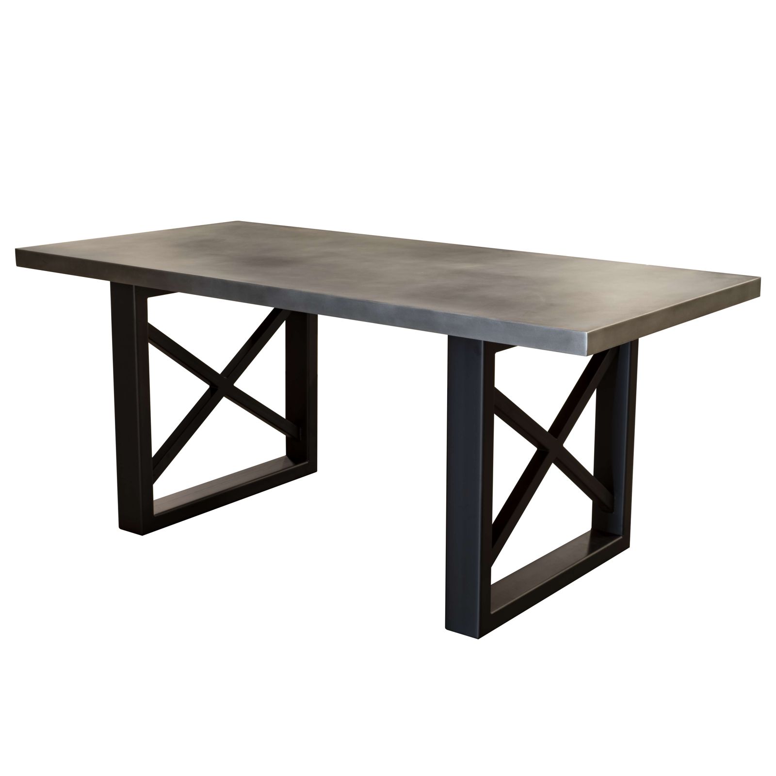 Black Lucia table legs under a zinc top