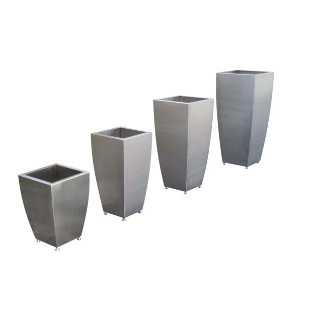 Curved stainless steel planters in four sizes, Custom Metal Home
