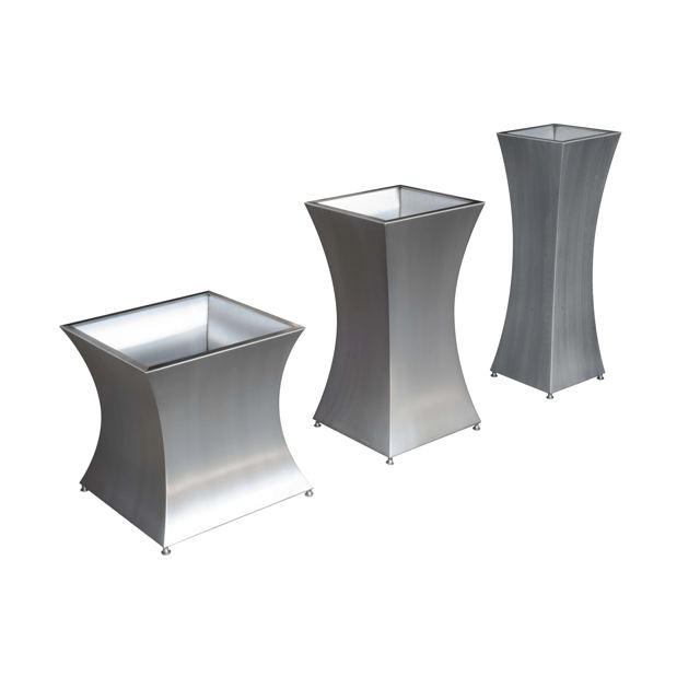 Hera curved stainless steel planters, Custom Metal Home