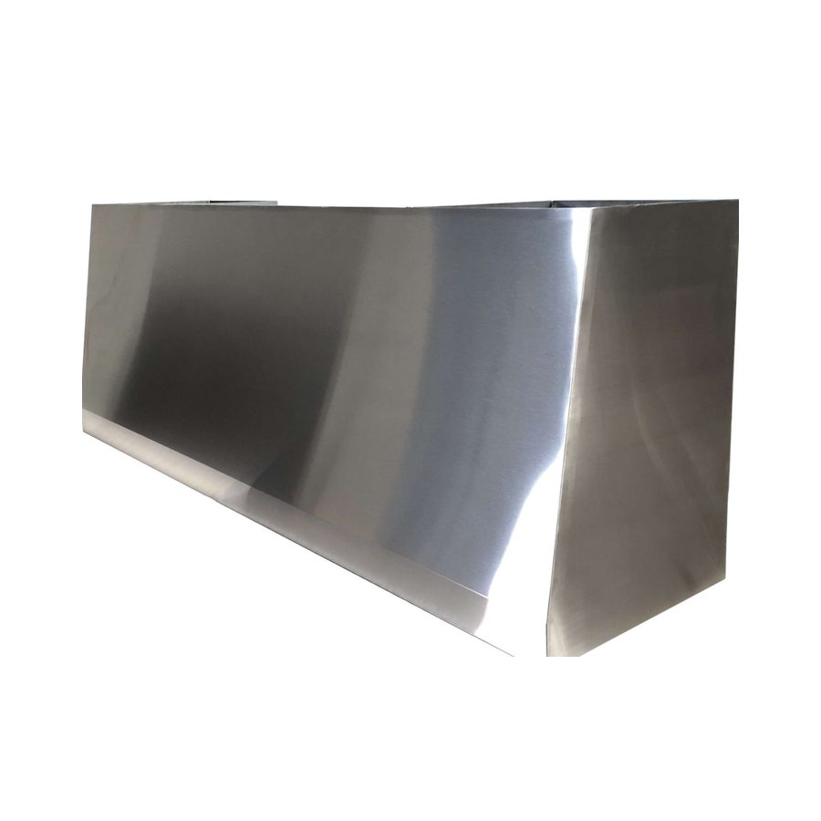 RH-4 sloped-front range hood in brushed stainless steel, no straps