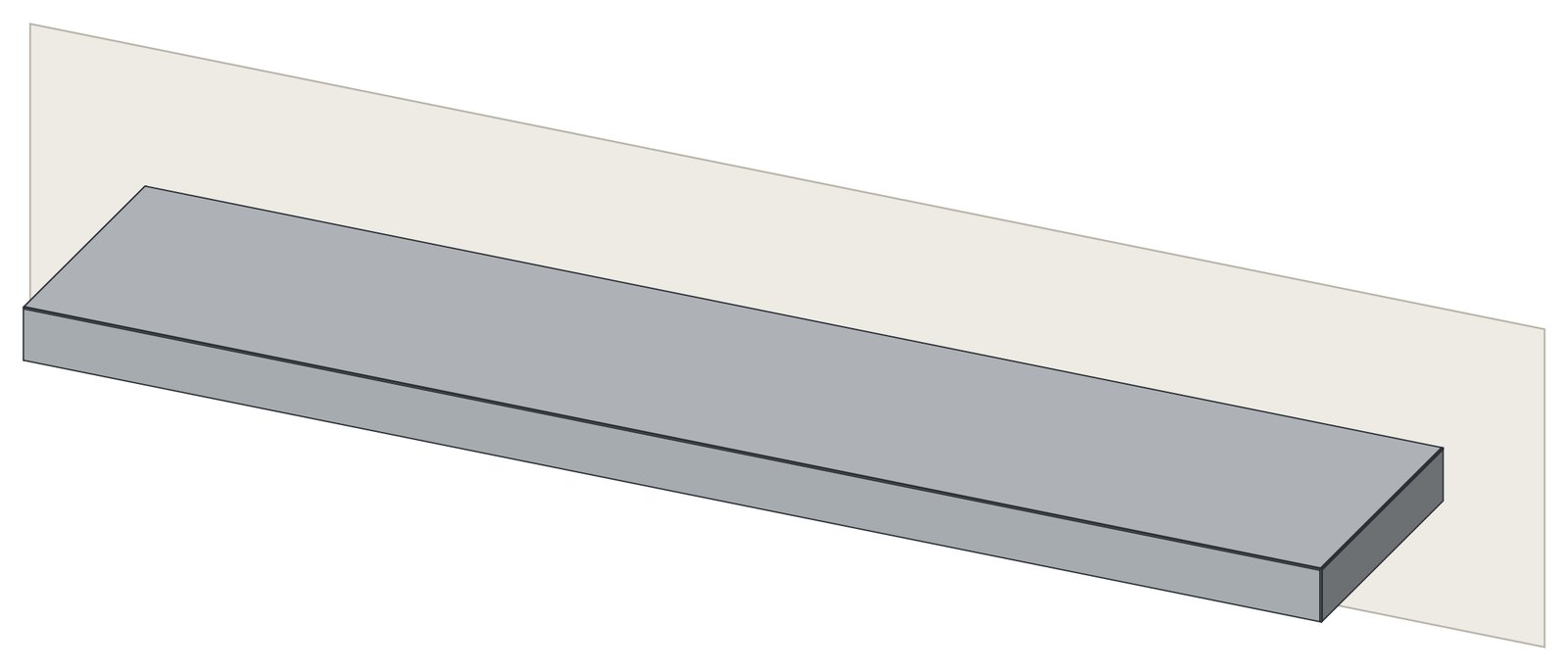 Installed seamless floating shelf with no visible hardware
