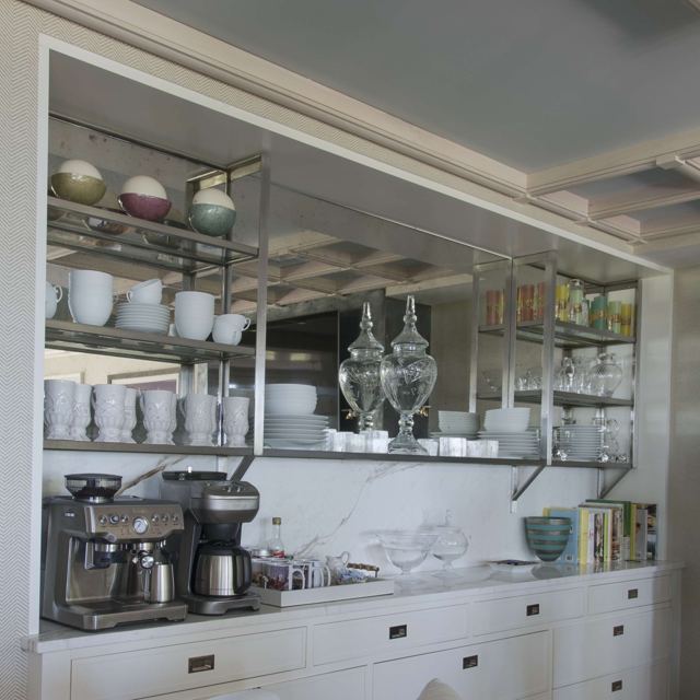 Custom stainless steel shelving unit in a kitchen, Custom Metal Home