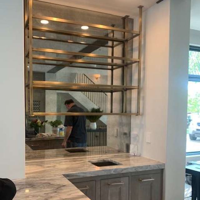 Brass shelving unit with dark patina, Custom Metal Home