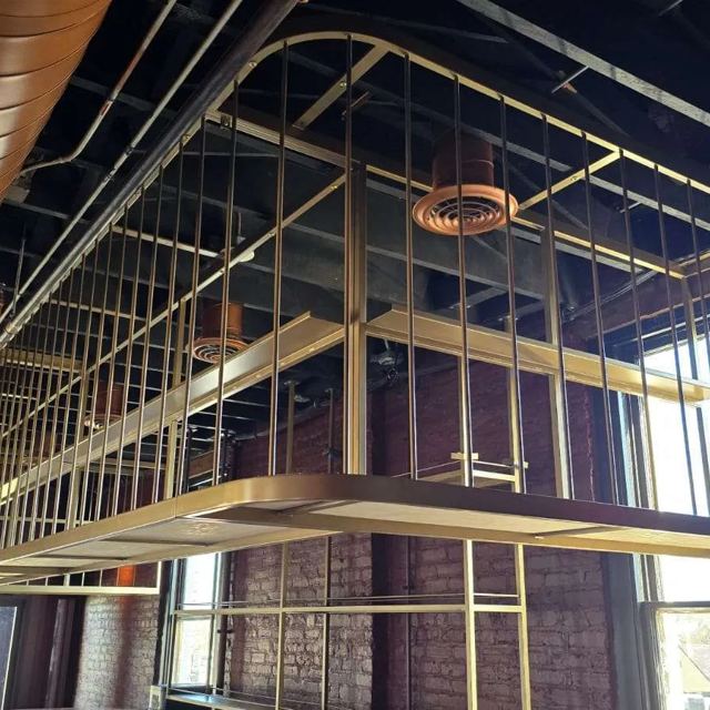 Suspended brass shelving frame, Custom Metal Home