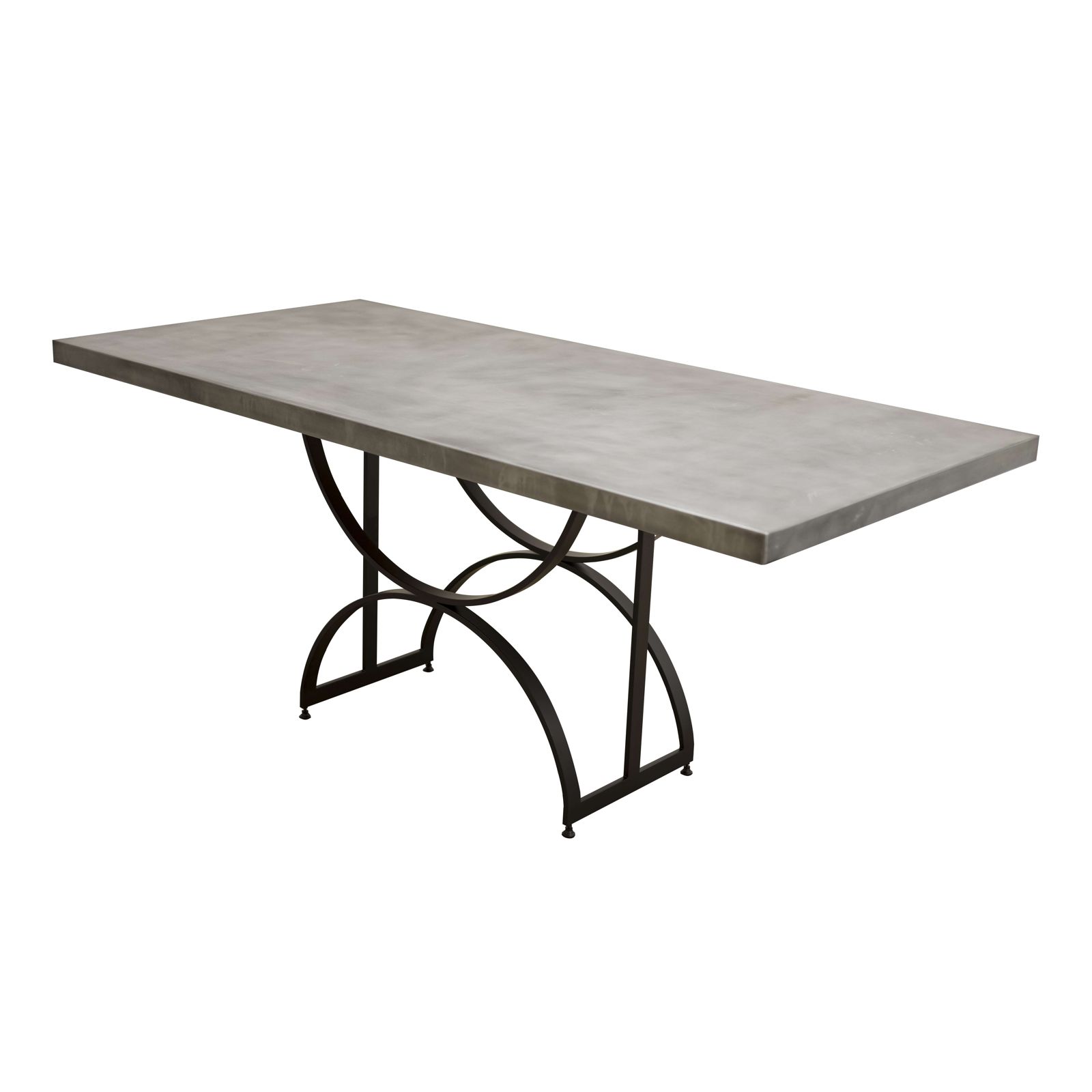 Zinc top dining table with Oceanus base by Custom Metal Home