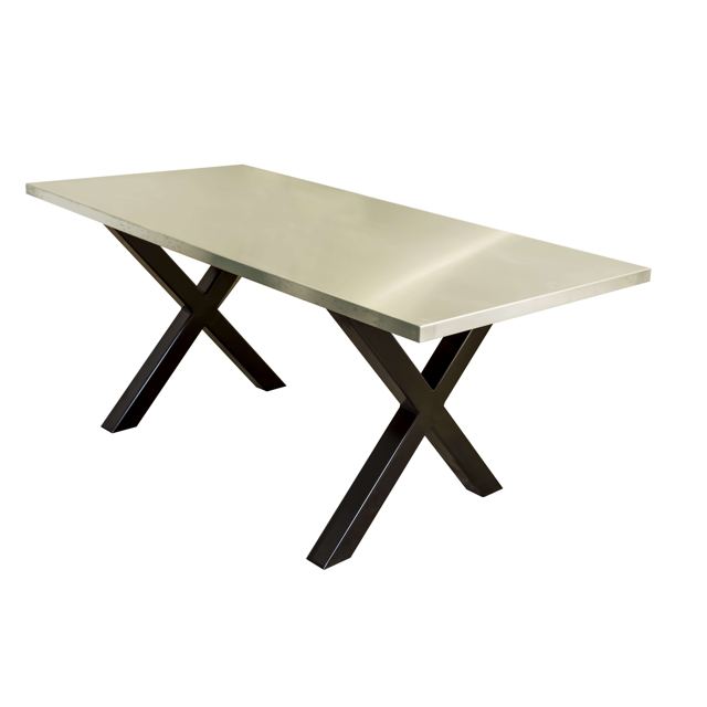 Stainless steel top on Maria legs, Custom Metal Home