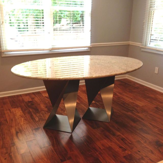 Twist bases under an oval top, Custom Metal Home