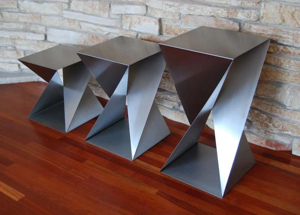 Signature CMH Twist Bases in three sizes with brushed stainless steel swirl finish